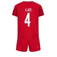Danmark Simon Kjaer #4 Fotballklær Hjemmedraktsett Barn VM 2022 Kortermet (+ korte bukser)
